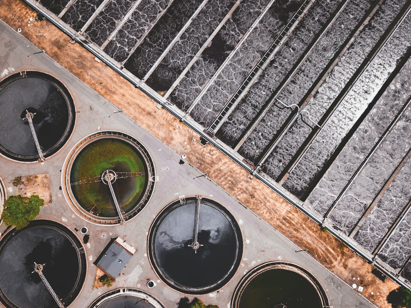 Aerial view of a water treatment plant